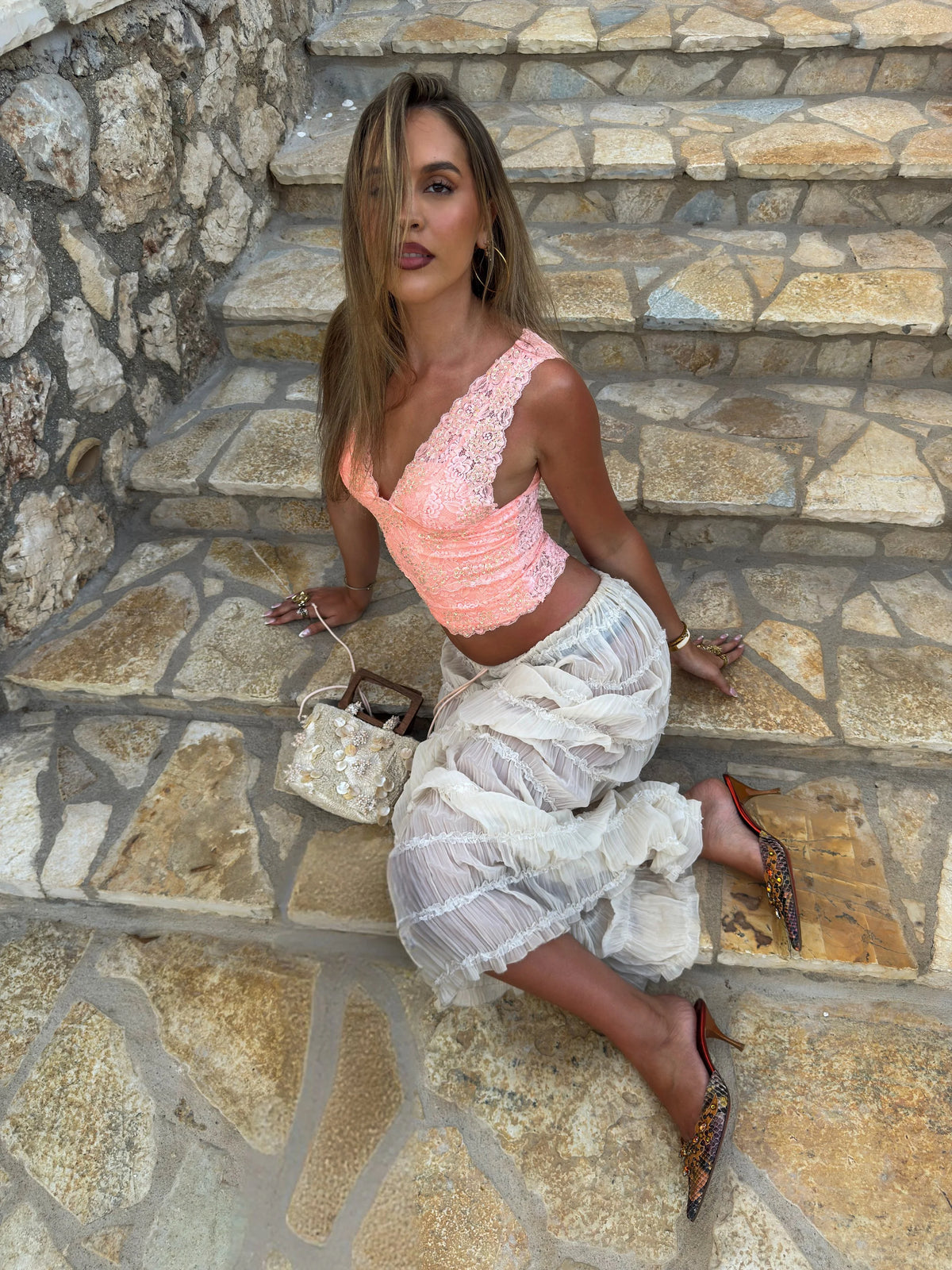 Sorella Lace Cami Coral