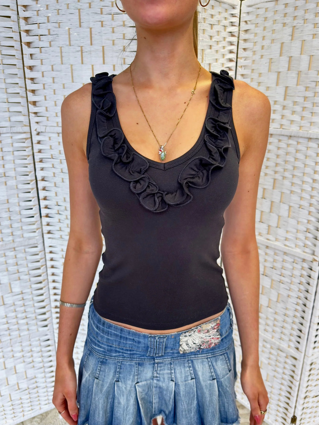 Amélie Ruffle Top Noir