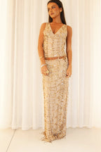 Gold Lustré Maxi Skirt