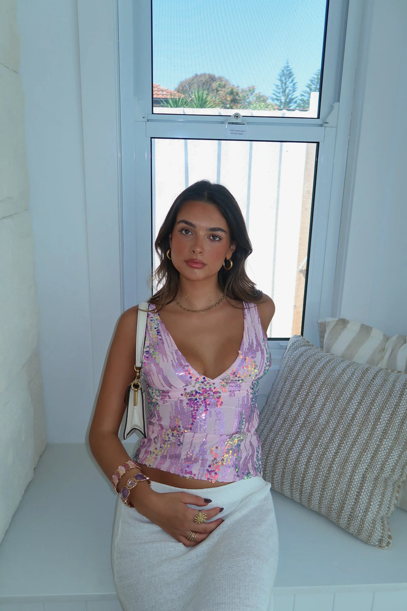 Bubblegum Sequin Cami Top