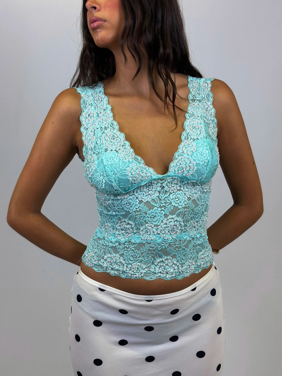Sorella Lace Cami Aqua