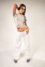 Cream Swirl Mesh Top