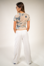 Cream Swirl Mesh Top
