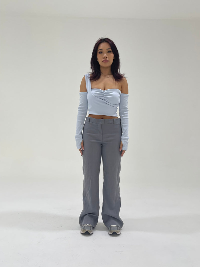 BLUE CUT-OUT TOP