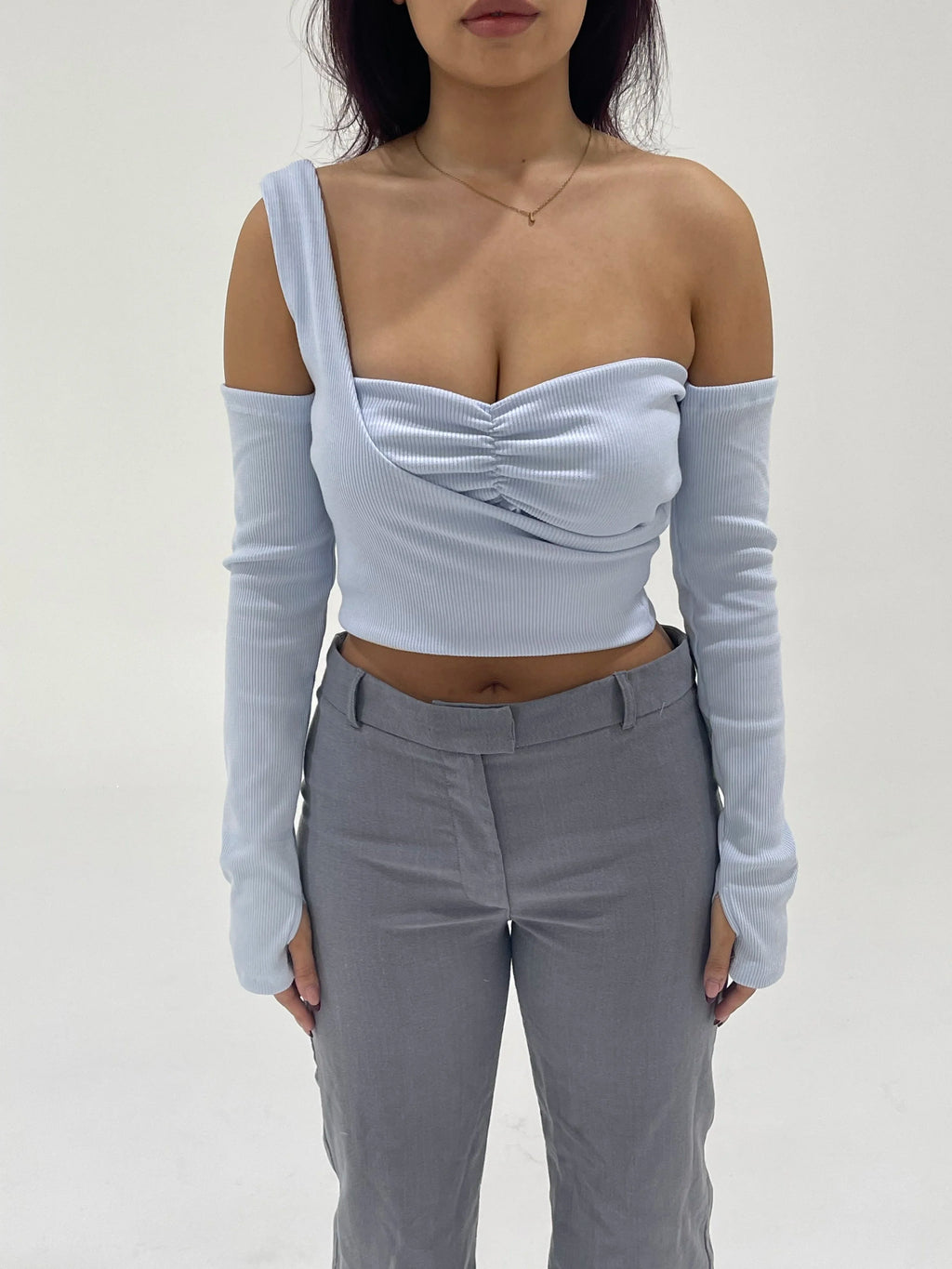 BLUE CUT-OUT TOP