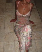 Leopard Print Mesh Cami Top Rose