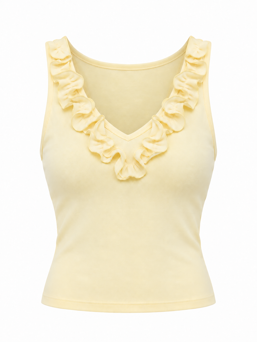 Amélie Ruffle Top Butter — ghost mannequin