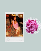 Amélie Ruffle Top Rose campaign colour collage